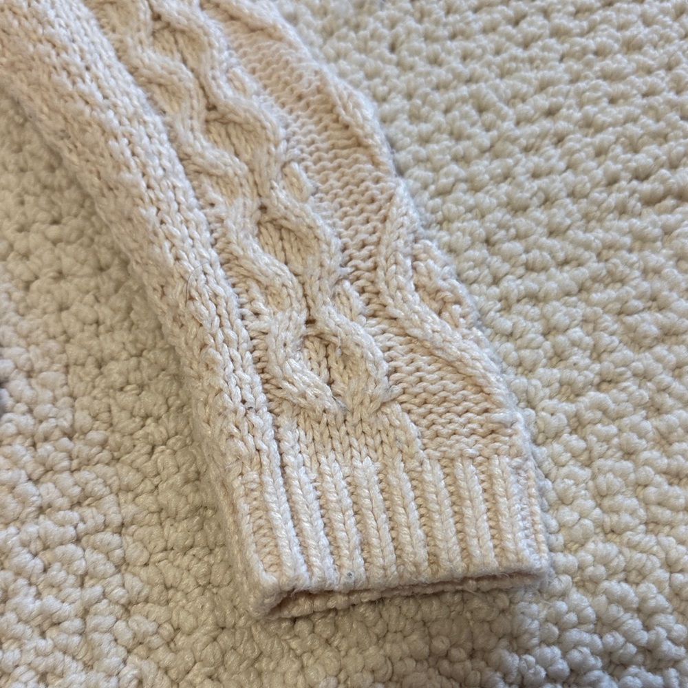 Mini Boden Cream Cable Knit Cardigan with Mustard Trim - Picture 10 of 13